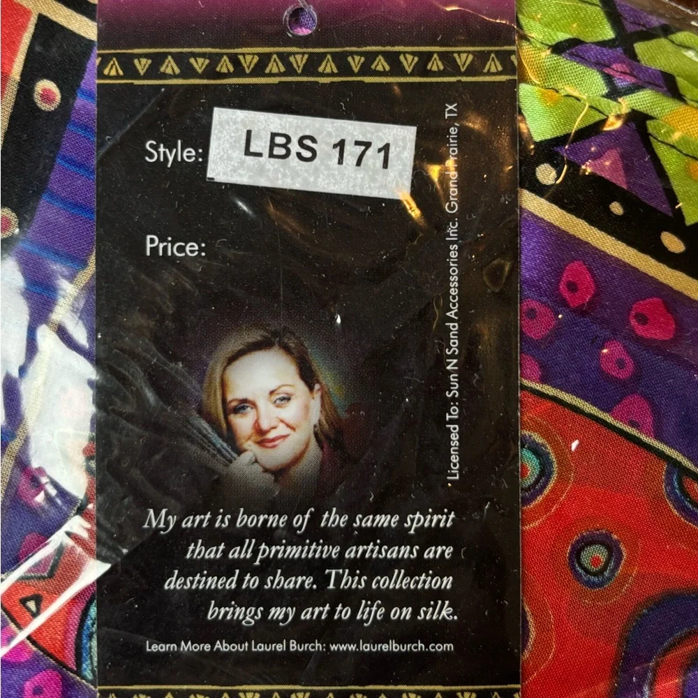 Laurel Burch Silk Art Scarf “Feline Collage” LBS171 Fringe NWT